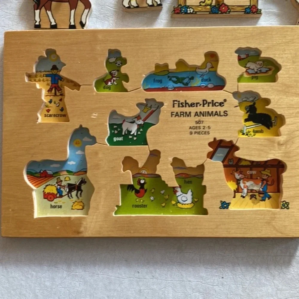 Vintage 1972 Fisher-Price Farm Animals‎ Wood Puzzle